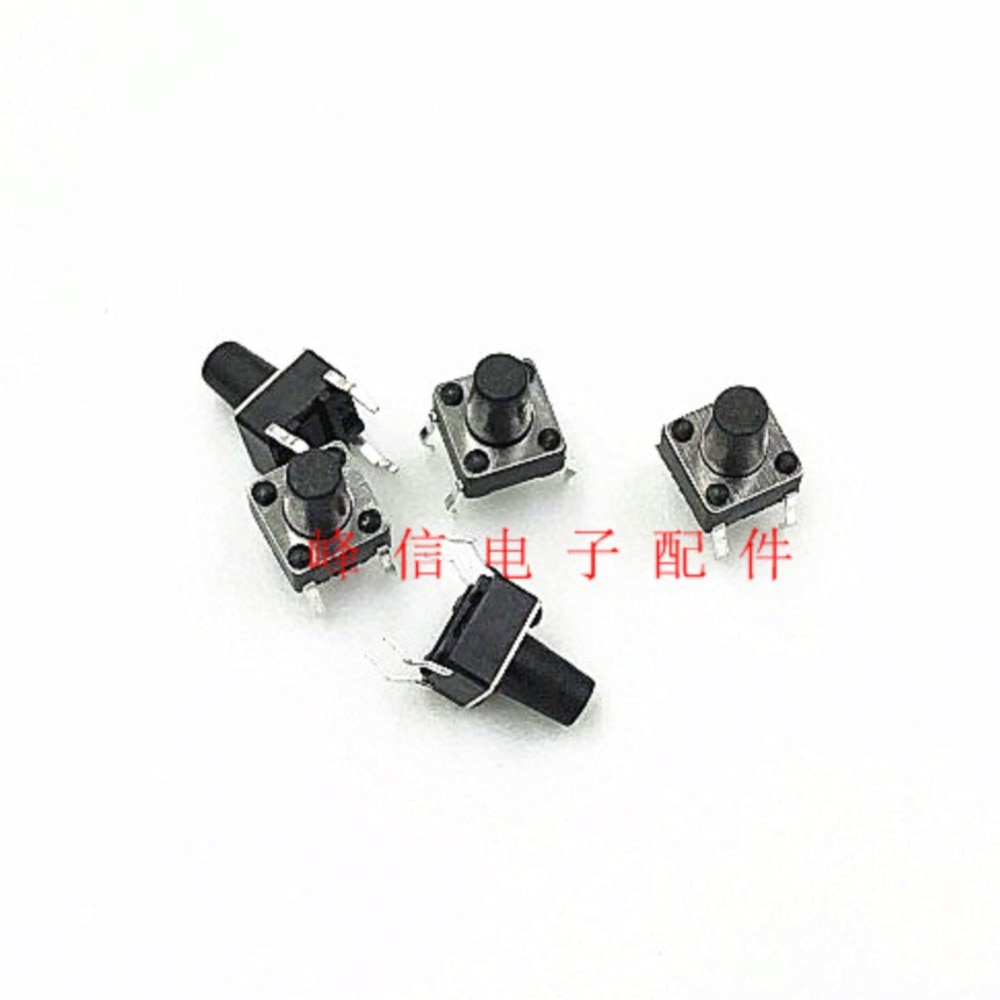 100Pcs Small Micro Touch Button Switch Button Micro Reset Straight Plug 4 Feet 6*6*8.5 Touch Switch Long Handle